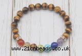 CGB6331 8mm yellow tiger eye 7 chakra beaded mala stretchy bracelets