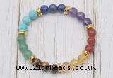 CGB6343 8mm 7 chakra gemstone beaded mala stretchy bracelets