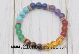 CGB6344 8mm 7 chakra gemstone beaded mala stretchy bracelets