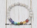 CGB6350 8mm white crazy lace agate 7 chakra beaded mala stretchy bracelets