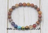 CGB6358 8mm red moss agate 7 chakra beaded mala stretchy bracelets