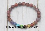 CGB6359 8mm Portuguese agate 7 chakra beaded mala stretchy bracelets