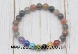 CGB6362 8mm fancy jasper 7 chakra beaded mala stretchy bracelets