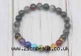 CGB6363 8mm blood jasper 7 chakra beaded mala stretchy bracelets