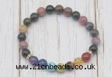 CGB6375 8mm tourmaline 7 chakra beaded mala stretchy bracelets