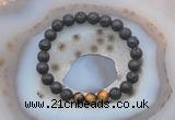 CGB6400 8mm round black lava & yellow tiger eye beaded bracelets