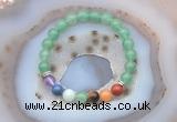 CGB6429 8mm round green aventurine 7 chakra beads bracelet wholesale