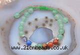 CGB6443 8mm round green aventurine 7 chakra beads adjustable bracelets