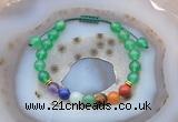 CGB6444 8mm round green agate 7 chakra beads adjustable bracelets