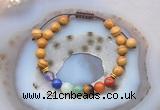 CGB6448 8mm round wooden jasper 7 chakra beads adjustable bracelets