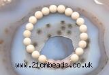 CGB6456 8mm round matte white fossil jasper & rose quartz beaded bracelets