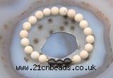 CGB6461 8mm round matte white fossil jasper & smoky quartz beaded bracelets