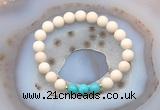 CGB6463 8mm round matte white fossil jasper & turquoise beaded bracelets