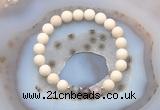 CGB6470 8mm round matte white fossil jasper & Botswana agate beaded bracelets