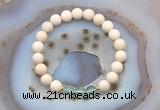 CGB6483 8mm round matte white fossil jasper & green fluorite beaded bracelets