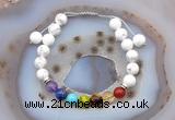 CGB6505 8mm round white howlite 7 chakra beads adjustable bracelets