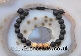 CGB6583 8mm round black lava & picture jasper adjustable bracelets