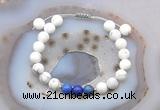 CGB6594 8mm round matte white howlite & lapis lazuli adjustable bracelets