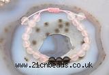 CGB6599 8mm round rose quartz & smoky quartz adjustable bracelets