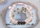CGB6600 8mm round rose quartz & garnet adjustable bracelets