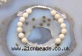 CGB6606 8mm round white fossil jasper & rose quartz adjustable bracelets