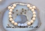 CGB6619 8mm round white fossil jasper & blue lace agate adjustable bracelets