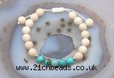 CGB6624 8mm round white fossil jasper & blue sea sediment jasper adjustable bracelets