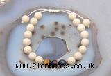 CGB6632 8mm round white fossil jasper & mixed tiger eye adjustable bracelets