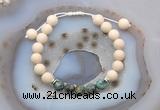CGB6638 8mm round white fossil jasper & African turquoise adjustable bracelets