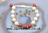 CGB6657 10mm round white fossil jasper & red jasper adjustable bracelets