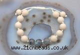 CGB6673 10mm round white fossil jasper & labradorite adjustable bracelets