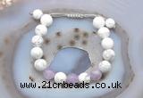 CGB6743 10mm round white howlite & lavender amethyst adjustable bracelets