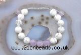 CGB6744 10mm round white howlite & lavender amethyst adjustable bracelets