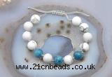 CGB6748 Hand-knotted 10mm round white howlite & apatite adjustable bracelets