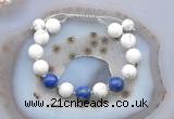 CGB6755 10mm round white howlite & lapis lazuli adjustable bracelets