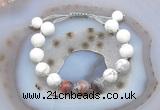 CGB6756 10mm round white howlite & botswana agate adjustable bracelets