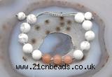 CGB6763 10mm round white howlite & moonstone adjustable bracelets