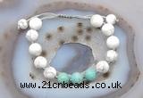 CGB6766 10mm round white howlite & amazonite adjustable bracelets