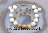 CGB6772 10mm round white howlite & yellow crazy agate adjustable bracelets