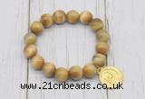 CGB6823 10mm, 12mm golden tiger eye beaded bracelet with alloy pendant