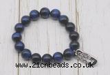 CGB6827 10mm, 12mm blue tiger eye beaded bracelet with alloy pendant