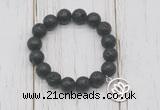 CGB6832 10mm, 12mm black lava beaded bracelet with alloy pendant