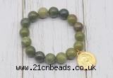 CGB6837 10mm, 12mm Canadian jade beaded bracelet with alloy pendant