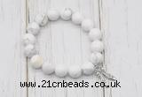 CGB6839 10mm, 12mm white howlite beaded bracelet with alloy pendant