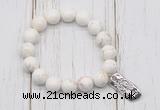 CGB6840 10mm, 12mm white howlite turquoise beaded bracelet with alloy pendant