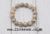 CGB6842 10mm, 12mm feldspar beaded bracelet with alloy pendant