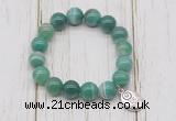 CGB6854 10mm, 12mm green banded agate beaded bracelet with alloy pendant