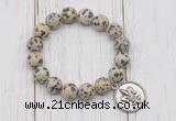 CGB6878 10mm, 12mm dalmatian jasper beaded bracelet with alloy pendant