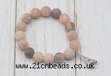 CGB6896 10mm, 12mm matte sunstone beaded bracelet with alloy pendant