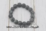 CGB6909 10mm, 12mm matte black labradorite beaded bracelet with alloy pendant